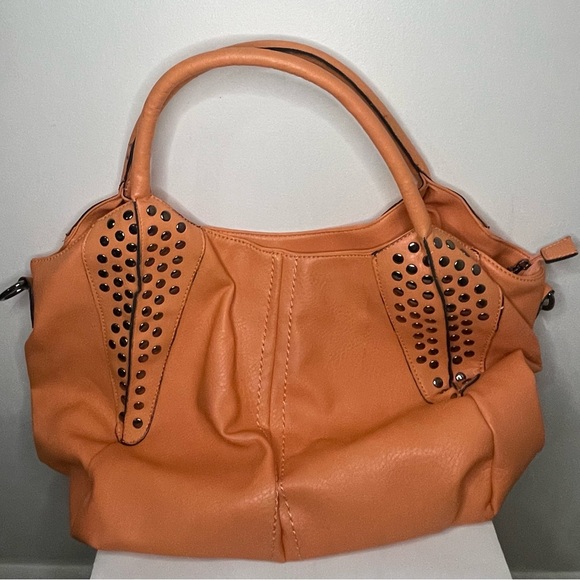 Orange Creme Bohemian Black Rivet Shoulder Bag - Picture 1 of 3